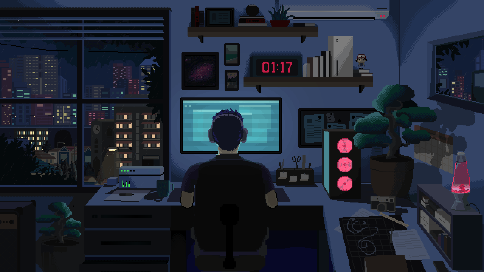 Animated pixel coding scene